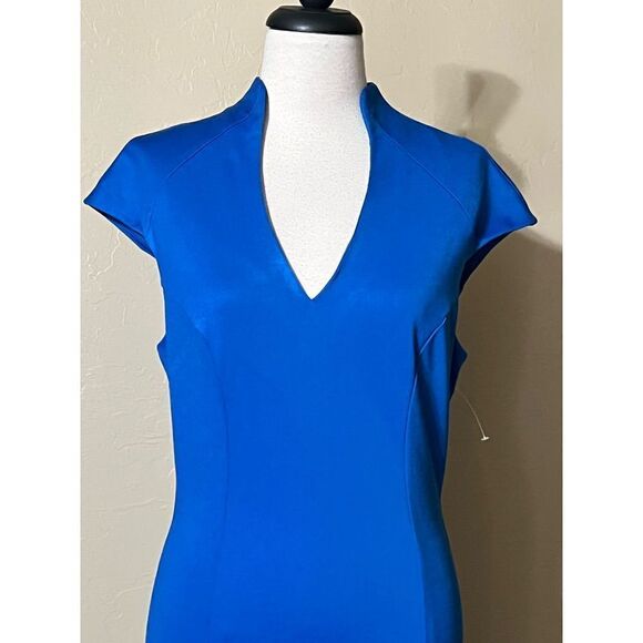 NWT Alexia Admor Blue Katrina Splitneck Ponte Sheath Dress Size  Medium - Picture 1 of 5